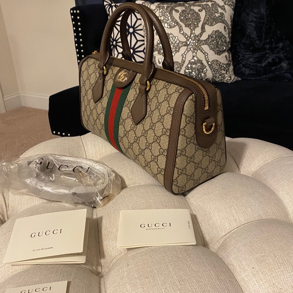 SOLD!✨NEW✨GUCCI✨GG GUCCISSIMA & LEATHER BOSTON BAG - Picture 10 of 16